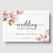 Roze Magnolia Elegante Bloemen Trouwen Gastboek Gastenboek (Voorkant)