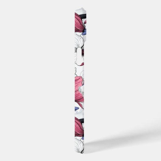 Roze magnolia en blauwe stietvogels Case-Mate iPhone case (Achterkant / Rechts)