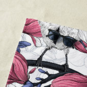 Roze magnolia en blauwe stietvogels strandlaken (In situ)