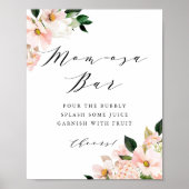 Roze Magnolia en Hydrangea Baby shower Momosa Bar Poster (Voorkant)