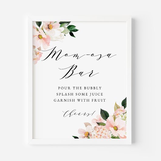 Roze Magnolia en Hydrangea Baby shower Momosa Bar Poster
