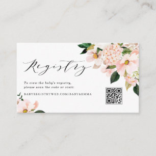 Roze Magnolia en Hydrangea URL Code Gift Registry Informatiekaartje