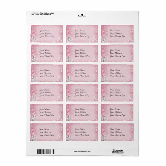 Roze Magnolia Etiket (Full Sheet)