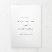 Roze Magnolia Eucalyptus Floral Photo Weddenschap Drieluik Uitnodiging (Cover)