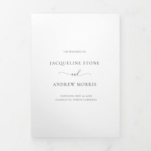 Roze Magnolia Eucalyptus Floral Photo Weddenschap Drieluik Uitnodiging