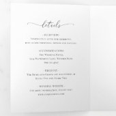 Roze Magnolia Eucalyptus Floral Photo Weddenschap Drieluik Uitnodiging (Binnenzijde eerst)