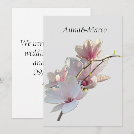 Roze magnolia feestdagenkaart (Voorkant / Achterkant)