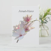 Roze magnolia feestdagenkaart (Staand voorkant)