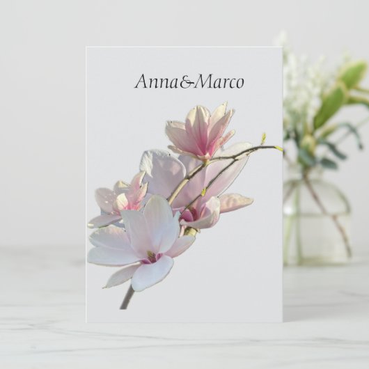 Roze magnolia feestdagenkaart (Staand voorkant)