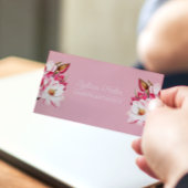 Roze  Magnolia Floral Botanical Chic Visitekaartje