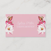 Roze  Magnolia Floral Botanical Chic Visitekaartje (Voorkant)