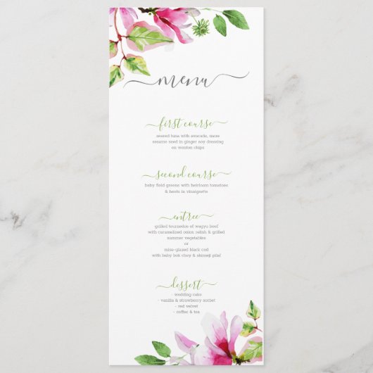 Roze magnolia floral framework menu (Voorkant)