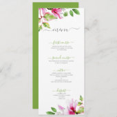 Roze magnolia floral framework menu (Voorkant / Achterkant)