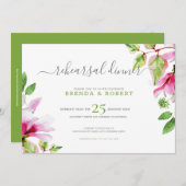 Roze magnolia floral lijst reheardiner save the date (Voorkant / Achterkant)