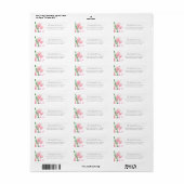  Roze Magnolia Floral Simple Return-adres Etiket (Full Sheet)