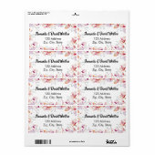 Roze magnolia floral white address etiket (Full Sheet)