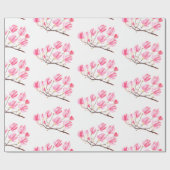 Roze Magnolia florale waterverf elegant Vintage Cadeaupapier (Vlak)