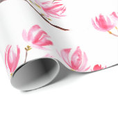Roze Magnolia florale waterverf elegant Vintage Cadeaupapier (Rol Hoek)