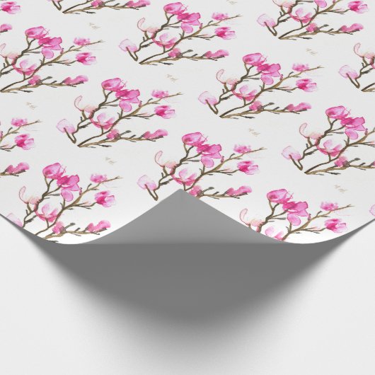 Roze Magnolia florale waterverf elegant Vintage Cadeaupapier (Hoek)