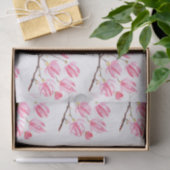 Roze Magnolia florale waterverf elegant Vintage Tissuepapier (Geschenk)