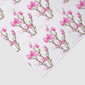 Roze Magnolia florale waterverf elegant Vintage Tissuepapier (Detail)