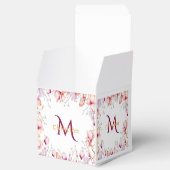 Roze magnolia florals wit dank je monogram bedankdoosjes (Geopend)