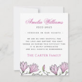 Roze magnolia flow begrafenissympathie dank u kaar bedankkaart (Voorkant)