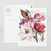 Roze Magnolia Flower Botany Illustratie Briefkaart (Voorkant / Achterkant)