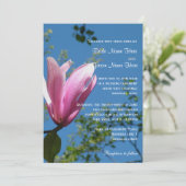 Roze magnolia flower bruiloft kaart (Staand voorkant)