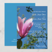 Roze magnolia flower bruiloft kaart (Voorkant / Achterkant)