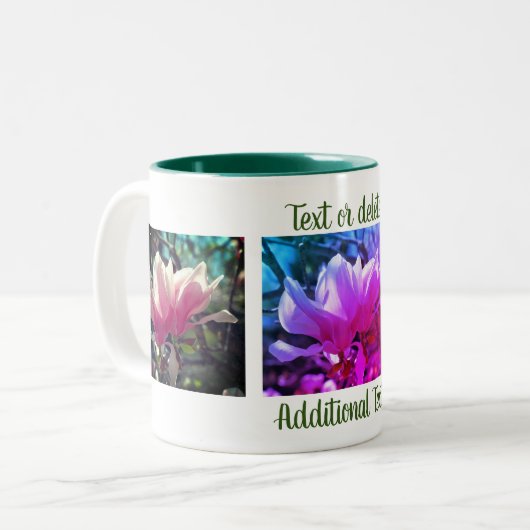 Roze Magnolia Flower Personalized Tweekleurige Koffiemok (Voorkant links)