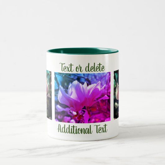 Roze Magnolia Flower Personalized Tweekleurige Koffiemok (Center)