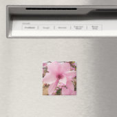 Roze Magnolia Flower Square Magnet (Insitu (Vaatwasser))