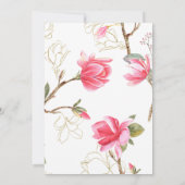 Roze Magnolia Flower trouwuitnodiging, nodigt uit Kaart (Achterkant)