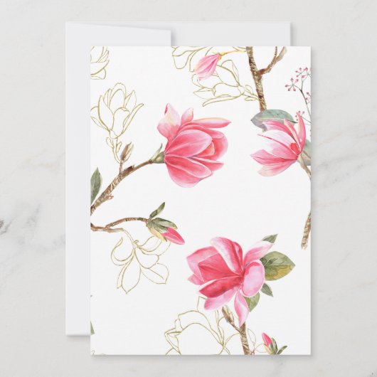Roze Magnolia Flower trouwuitnodiging, nodigt uit Kaart (Achterkant)