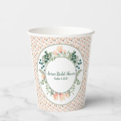 Roze Magnolia Flowers en Greenery Vrijgezellenfees Papieren Bekers (Achterkant)