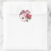 Roze Magnolia Flowers Ronde Sticker (Tas)