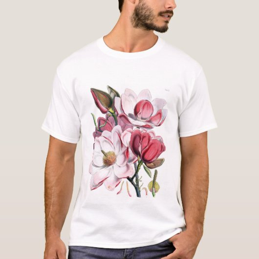 Roze Magnolia Flowers T-shirt (Voorkant)
