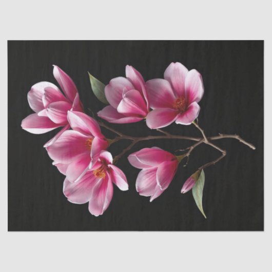 Roze Magnolia Flowers Tissuepapier (Voorkant)