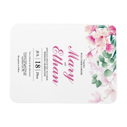 Roze Magnolia Flowers Weddenschap natuurlijke uitn Magneet (Horizontaal)