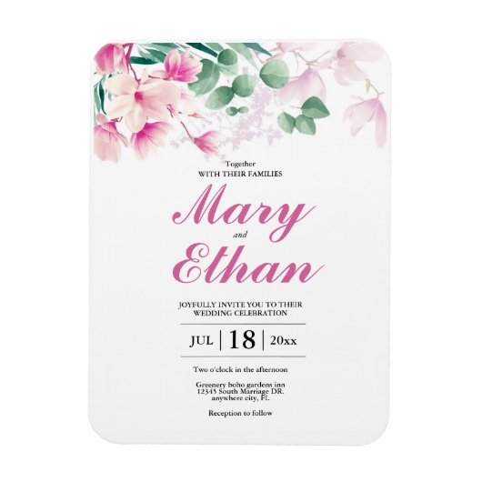 Roze Magnolia Flowers Weddenschap natuurlijke uitn Magneet (Verticaal)