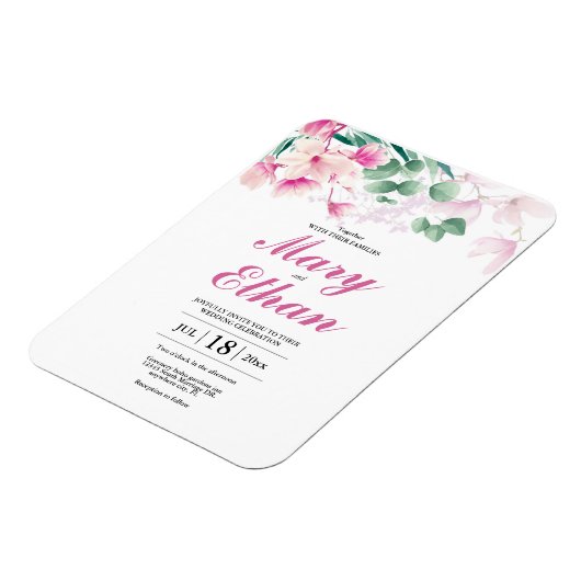 Roze Magnolia Flowers Weddenschap natuurlijke uitn Magneet (Linkerzijde)