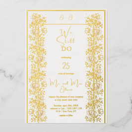 Roze Magnolia Gelofte Vernieuwing 25 jaar Folie Uitnodiging