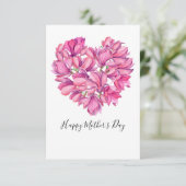 Roze Magnolia Heart Moederdag Flat Kaart (Staand voorkant)