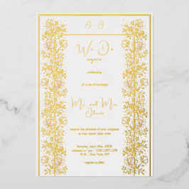 Roze Magnolia Huwelijksbelofte Verlengd 10 jaar Folie Uitnodiging