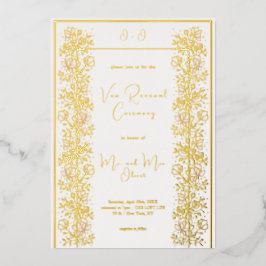 Roze Magnolia Huwelijksbelofte Verlengd Folie Uitnodiging