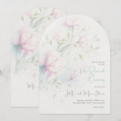 Roze Magnolia Huwelijksbelofte Verlengd Kaart (Voorkant / Achterkant)