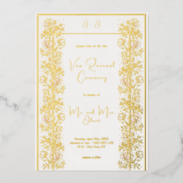 Roze Magnolia Huwelijksbelofte Vernieuwing Folie Uitnodiging