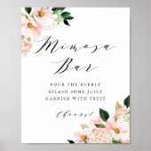 Roze Magnolia & Hydrangea Vrijgezellenfeest Mimosa Poster (Voorkant)