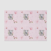 Roze Magnolia Koala Beer Waterverf Gift Tissuepapier (Voorkant)